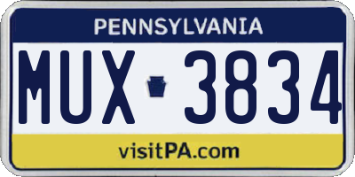 PA license plate MUX3834