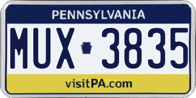 PA license plate MUX3835