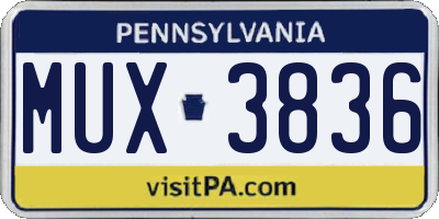 PA license plate MUX3836
