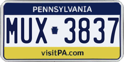 PA license plate MUX3837