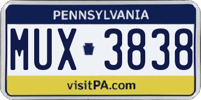 PA license plate MUX3838