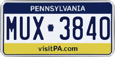 PA license plate MUX3840