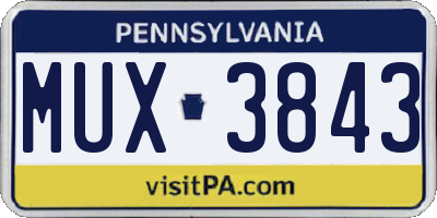 PA license plate MUX3843