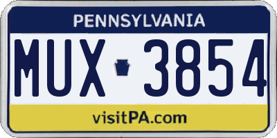 PA license plate MUX3854