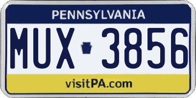 PA license plate MUX3856