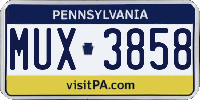 PA license plate MUX3858