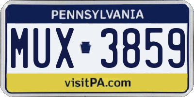 PA license plate MUX3859