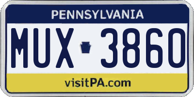 PA license plate MUX3860
