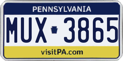 PA license plate MUX3865