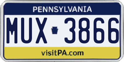 PA license plate MUX3866