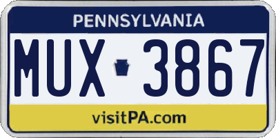 PA license plate MUX3867