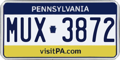 PA license plate MUX3872