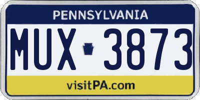 PA license plate MUX3873