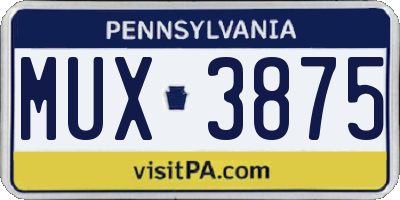 PA license plate MUX3875