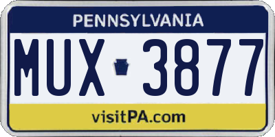 PA license plate MUX3877