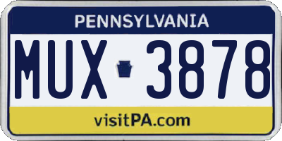 PA license plate MUX3878