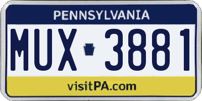 PA license plate MUX3881