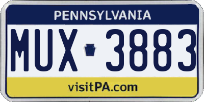 PA license plate MUX3883