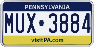 PA license plate MUX3884