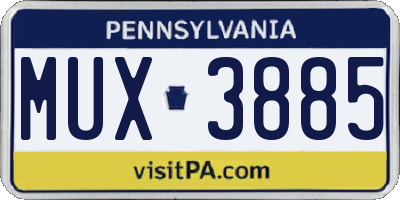 PA license plate MUX3885