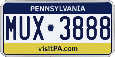 PA license plate MUX3888