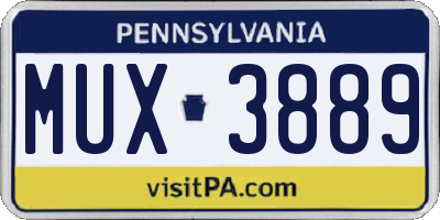 PA license plate MUX3889