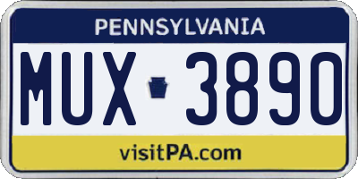 PA license plate MUX3890