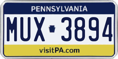 PA license plate MUX3894