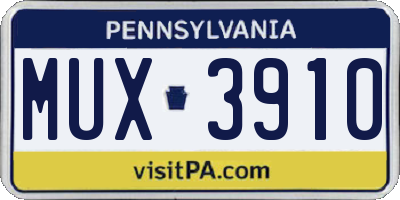PA license plate MUX3910