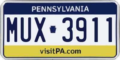 PA license plate MUX3911