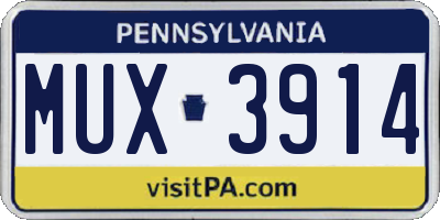 PA license plate MUX3914