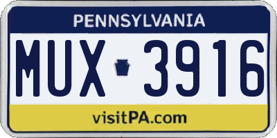 PA license plate MUX3916