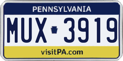 PA license plate MUX3919