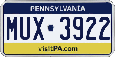 PA license plate MUX3922