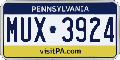 PA license plate MUX3924