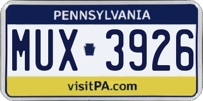 PA license plate MUX3926