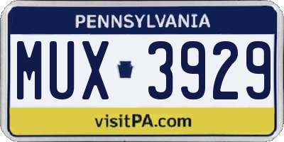 PA license plate MUX3929