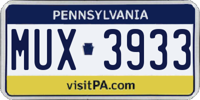 PA license plate MUX3933