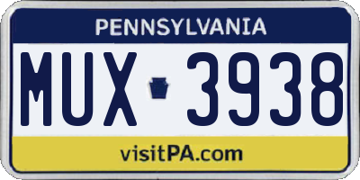 PA license plate MUX3938