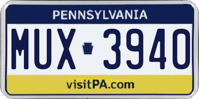 PA license plate MUX3940