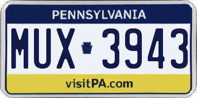 PA license plate MUX3943