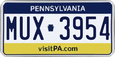 PA license plate MUX3954