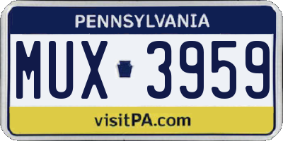 PA license plate MUX3959