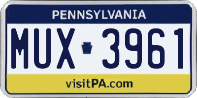 PA license plate MUX3961
