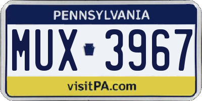 PA license plate MUX3967