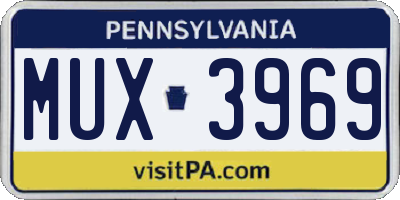 PA license plate MUX3969