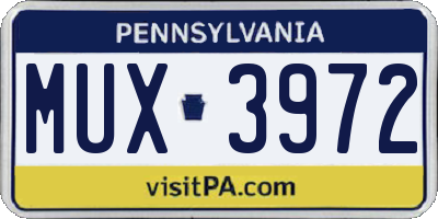 PA license plate MUX3972