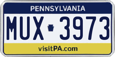PA license plate MUX3973