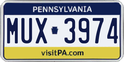 PA license plate MUX3974