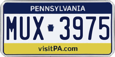 PA license plate MUX3975